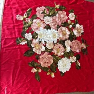 CHANEL Luxurious Red Silk Scarf